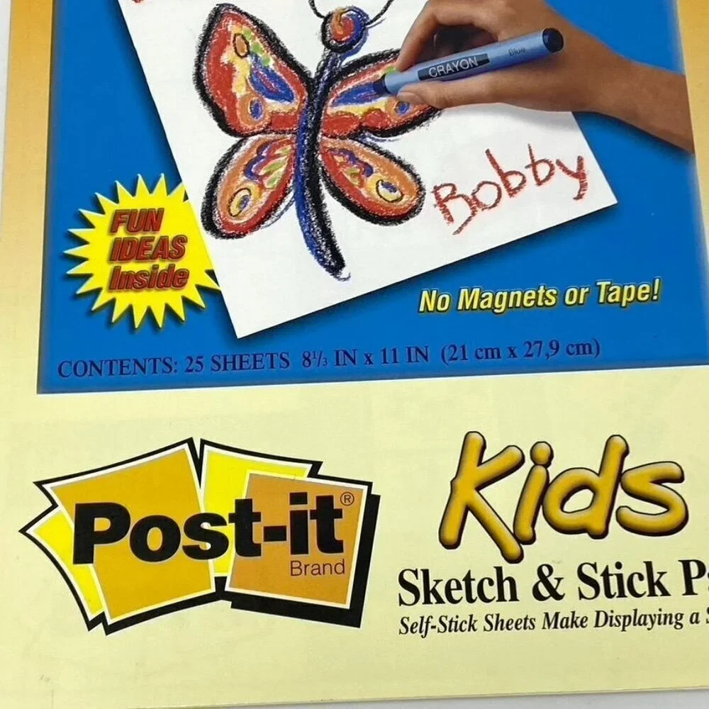 3M Post-It Kids Sketch & Stick Pad 25 Repositionable Adhesive Sheets 8.5